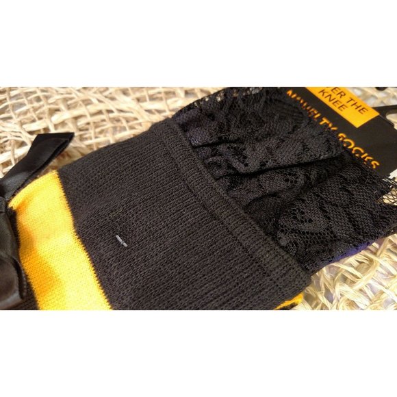 Halloween Orange Striped Socks, Over the Knee, Costume, Novelty, NEW - Picture 4 of 6